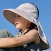 Sombrero de Pescador Grande con Protección UV para Niños, Sombrero de Sol de Color Degradado de Verano para Niños y Niñas, Gorro de Chal para Bebé con Parte Superior Abierta