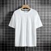 Camiseta de cuello redondo rugosa de color sólido para hombre, camiseta informal holgada de talla grande, de comercio exterior de verano de 2024