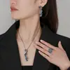 2025 Nueva Joyería Zhuangshengsheng Base de Cobre Chapado en Oro Espinela Azul Simulada Diseño Negro Oro Juego Venta al por Mayor