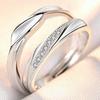 Anillos de Pareja para un Hombre y una Mujer, Anillos de Par de Corona de Circonita de Estilo Coreano Simple y a la Moda, Anillo de Boda Abierto con Diamante de Imitación
