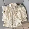 Pijama de Algodão Nuvem Tailandês para Mulheres, Estilo Coreano de Verão Desenho Animado Fofo Manga Curta Roupa de Casa, Conjunto de Duas Peças Venda por Atacado