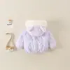 Elegante abrigo para bebé forrado de polar, nueva chaqueta suéter peluda con capucha de dibujos animados para niños de otoño e invierno, abrigo de estilo dulce