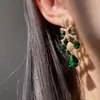 Versa Court Gotas de Água Azul Verde Esmeralda Fresco Verão Retrô Exagerado Brincos Longos Femininos de Prata 925