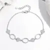 Pulseira S925 Prata Esterlina Completa 4x6/6x8mm Base Plana Vazia Para Montagem DIY Jade Transmissão Ao Vivo Coração Totalmente Diamantado 3 Pedras Principais