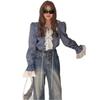 Chic Coreano2026 Primavera Nuevo Elegante y de Moda Versátil Encaje Patchwork Cuadros Holgada Manga Larga Juvenil Camisa para Mujer