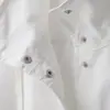 Popular Tendencia de Moda Europea y Americana Amazon Aliexpress Chaqueta Bomber Versátil Color Sólido Blanco Cremallera Larga