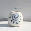 [Flor. Vício] Cor Tianqing Pintado à Mão Flor de Polegar Carnuda Vaso Feito à Mão Novo Estilo Japonês Vaso Fofo