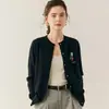 Suéter de Cachemira Suave Nuevo Otoño 2025 para Mujer Cuello Redondo Cárdigan Bordado Suéter Chaqueta de Lana Tejida Holgada