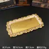 Nuevo Cuenco Rectangular de Hierro Forjado con Encaje de Concha para Frutas Espesor Patrón Europeo Bandeja Dorada Bandeja de Almacenamiento Bandeja de Metal para Té