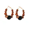 Pendientes Redondos de Madera Retro Transfronterizos Europeos y Americanos, Modernos, Únicos, Sencillos, de Nicho, Versátiles Accesorios para Pendientes de Mujer