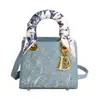 2026 New Silk Scarf Handbag Women's Bag with Heavy Embroidery, Single Shoulder Lady Diana Bag, Patent Leather Crossbody Bag, Export
