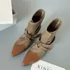 Botines Retro de Punta Fina con Lazo para Mujer 2026 Nuevos Botines Martin de Patchwork de Otoño con Aumento Interno de Altura y Efecto Adelgazante Botas Western