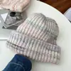 Jiuyue pick siete ~ suave suave transfronterizo nicho con lana degradado vuelta arriba gorro de lana tejido gorro frío simple invierno
