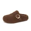 Pantuflas de Invierno Medias para Mujer con Forro de Felpa y Suelas Gruesas, Estilo Nuevo, para Uso Casual al Aire Libre, Pantuflas de Algodón, Puntera Cerrada, sin Cierre, Invierno 2026, Peludas