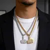 Collar con Colgante Estilo Europeo y Americano con Incrustaciones Completas de Pedrería Collar de Hip-Hop de Moda para Hombres