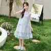 Vestido de Chifón sin Mangas para Niñas de Verano Ropa Infantil Niñas Vestido Elegante de Princesa Vestido Formal Estilo Coreano Moderno
