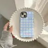 Capa Azul e Branca Xadrez Ins Adequada para Capa de Celular Iphone17 16Pro Película Duas em Uma Apple 13 Anti-Queda 14 Capa