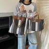 Bolso de Lona Casual de Moda para Viajes Diarios, Bolso Tote Rayado Grande de Nueva Colección 2026, Bolso de Hombro y Mano Tote