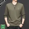 Nueva Sudadera Camiseta de Manga Larga para Hombre Primavera 2025 con Cuello Alto, Informal, Moda, Color Sólido, Versátil, Cremallera, Cuello Redondo