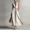 2026 Nuevo Diseño Patchwork de Estilo Transfronterizo con Colores Contrastantes, Elegante y con Estilo Vestido Largo sin Mangas para Mujer