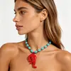Conjunto de Brincos e Colar Personalizados Estilo Verão Oceano Transfronteiriço com Lagosta e Caranguejo, Joias da Moda com Design Retro de Nicho