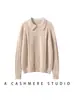 Novo Suéter de Caxemira 100% Outono e Inverno para Mulheres com Gola Reversível, Mangas Raglã e Tricô com Estampa Floral, Suéter Pulôver Grosso