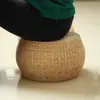 Taburete de Asiento Tejido de Paja para el Hogar, Taburete para Cambiarse los Zapatos, Taburete Redondo de Tatami, Taburete Bajo para Sala de Estar, Banco de Madera Maciza, Taburete de Sofá, Taburete Pequeño, Taburete