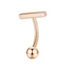 Amazon Hot Novo Aço Inoxidável T-em forma de Anel De Umbigo Reto Simples Delicado Umbigo Unha Botão Piercing Jóias
