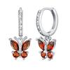 Amazon Transfronterizo Nuevo Producto Aretes de Aro Mariposa Plateados Aretes Personalizados con Piedra de Nacimiento Joyería para Fiestas Navideñas Regalos para Mujeres