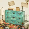 Caja de Almacenamiento de Escritorio, Cajón de Nueve Compartimentos de Madera, Organizador de Joyas y Sellos Estilo Cajón, Cajón Grande de Madera Compartimentado