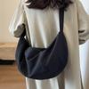 Bolsa de Lona para Mulheres, Grande Capacidade, Novo Design de Nicho Outono e Inverno 2026, Bolsa de Ombro Único Transversal, Bolsa de Tecido para Mulheres, Bolsa Dumpling