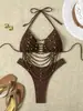 Trajes de baño de dos piezas estilo europeo y americano para mujer al por mayor, trajes de baño sexys con diseño hueco, nuevo conjunto de bikini de dos piezas de comercio exterior transfronterizo