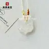Colgante de Máscara de Zorro de Calcedonia Blanca Hielo Natural para Mujer Colgante de Conejo Tridimensional de Ágata Hielo Alto Colgante de Jade