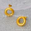 Pendientes de aro en forma de O minimalistas europeos y americanos, aro para pan, estilo coreano para mujer, versátiles, acero inoxidable bañado en oro de 18 quilates