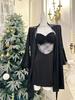 Cinto Sexual de Renda com Flores Vazadas, Almofada para Peito, Vestido de Pendurar, Camisola, Roupas de Casa Femininas para Outono e Inverno, Terno de Seda de Gelo