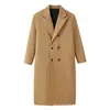 Exportación Transfronteriza Ropa de Mujer Otoño 2025 Nuevo Estilo Europeo y Americano Moda Cinco Colores Doble Botonadura Chaqueta Larga de Lana