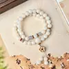 [Explosões de Som ao Agitar] Pulseira de Raiz de Bodhi Natural Duplo Círculo Pulseira Feminina Estilo Étnico Literatura Brincadeira Lótus Estilo Nacional Portátil