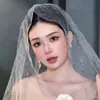 Nuevo velo de novia europeo y americano en blanco e marfil con bordes ribeteados, velo de malla transparente, estilo esponjoso vintage para bodas, venta al por mayor