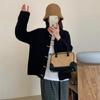 Cárdigan de Punto con Cuello Redondo y Botones de Cuerno para Mujer, Estilo Perezoso Nuevo Estilo Otoño e Invierno, Suéter Exterior Holgado de Manga Larga