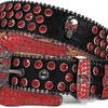 Fivela de pino de liga P caveira estilo punk Y2K cinto de pedra de diamante transfronteiriço europeu e americano