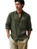 Camisa de Botones Independiente para Hombre Verano Manga Larga Color Sólido Cuello Solapa Transfronteriza Primavera y Verano Fuera de Temporada Casual Diaria Camisa de Hombre