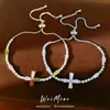 Pulseira ajustável com cruz de zircônia banhada a ouro 18k real, toque de luxo leve e de alta qualidade, joia personalizada estilo ins