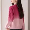 Tejido de punto con flores tie-dye degradadas de manga larga para mujer Otoño e Invierno 2025 Nuevo Top Básico de Punto Holgado Estilo Perezoso