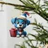 Pingente Cachorro Azul de Olhos Grandes de Natal Produto Novo Transfronteiriço Pingente de Carro Acrílico Decoração Plana para Interior de Carro