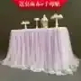 Mantel y Falda de Gasa para Mesa de Firma de Boda, Decoración de Mesa de Postres con Cortinas de Gasa, Accesorios para Escena de Compromiso y Cumpleaños