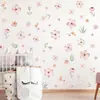 Adesivos de Parede de Flores Boêmias Aquarela Rosa Floral Flores Silvestres Adesivos de Parede para Quarto de Criança Quarto de Menina Decoração de Parede Adesivos