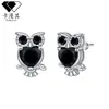 Pendientes de Plata de Ley S925 de Búho para Mujer Comercio Electrónico Transfronterizo Pendientes de Alta Gama Incrustados con Diamantes Baño de Oro Real Alta Retención del Color
