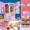 Casa de brincar coelho rosa de uma palavra mini simulação cena de vida móveis ferramentas geladeira desenho animado fofa presente para menina