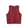 Amazon comercio exterior transfronterizo otoño e invierno 2024 nueva moda para mujer top chaleco corto bicolor de punto plano