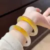 Pulsera de ágata de una sola pieza en colores de caramelo, pulsera de calcedonia translúcida y delicada color amarillo hielo, pulsera de jade de ágata natural, accesorio de regalo para mujer